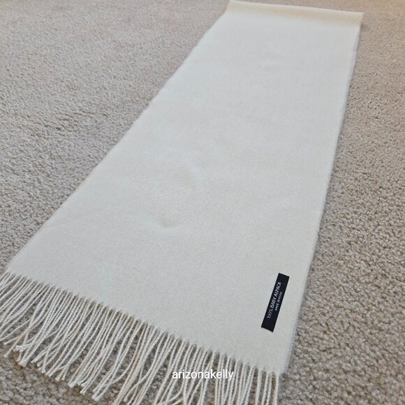 NWOT 100% Baby Alpaca Ivory Scarf Fringe - Picture 3 of 9
